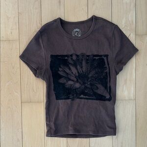 Urban Outfitters Brown Floral Graphic Tee